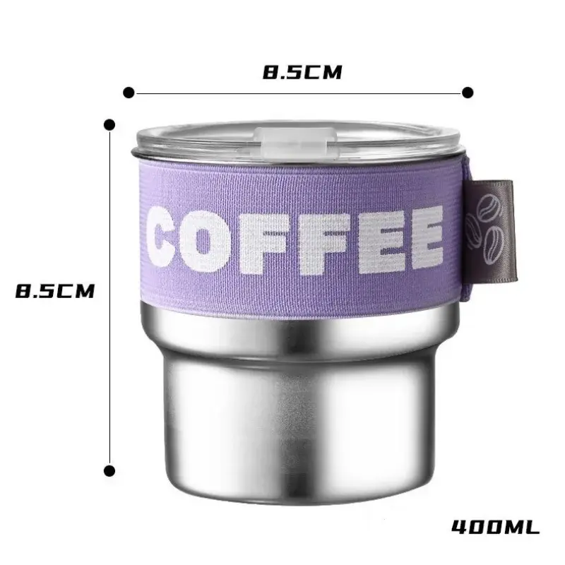 Stainless Steel Coffee Cup with Lid Mug Insulated Breakfast Milk Tea Cup Heat-Resistant Cup Leakproof Portable Water Cup Gift