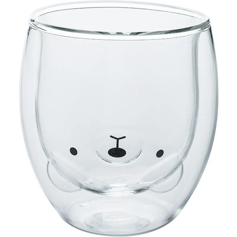 Insulated Double Wall Glass Mug Bear Cat Dog Animal Transparent Glass Cup Milk Coffee Cup Juice Cup Birthday Party Xmas Gift