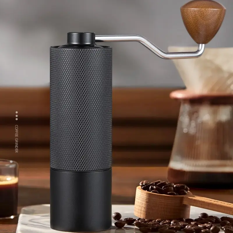 Manual Coffee Grinder Diamond Grinder CNC Stainless Steel Core Lengthened Handle Double Bearing Adjustable Coffee Bean Grinder