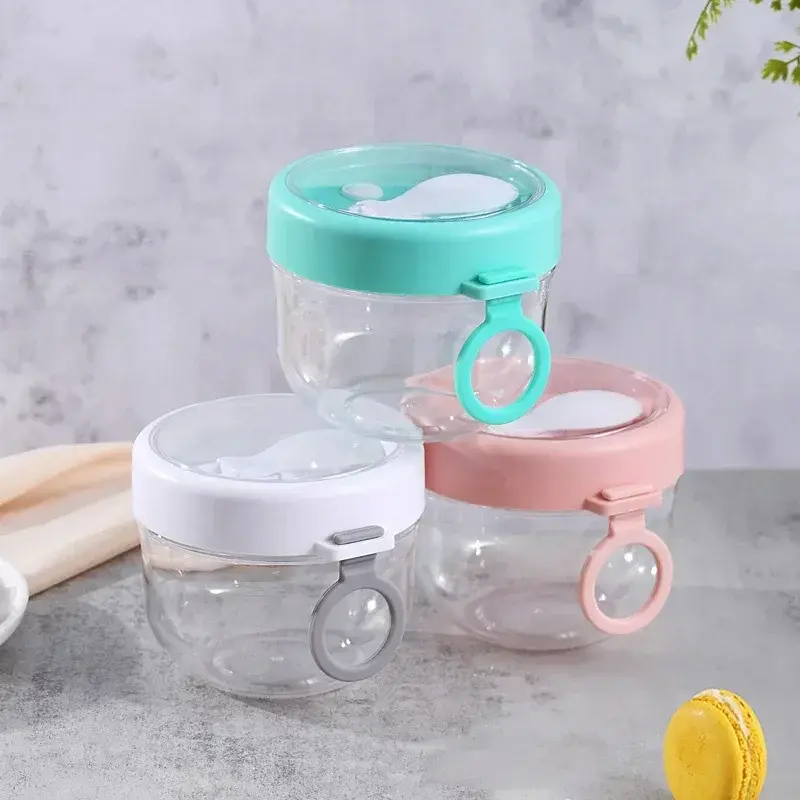 600ml Oatmeal Cup Salad Cup Airtight Lid Thickened with Spoon Food Storage Portable Overnight Yogurt Milk Salad Breakfast Jar