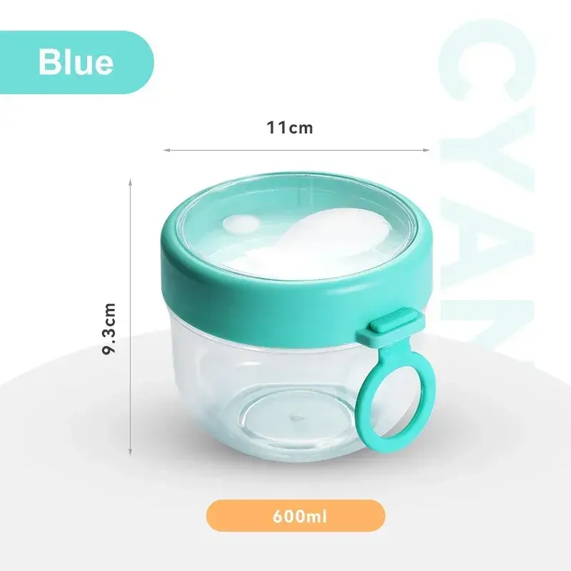 600ml Oatmeal Cup Salad Cup Airtight Lid Thickened with Spoon Food Storage Portable Overnight Yogurt Milk Salad Breakfast Jar