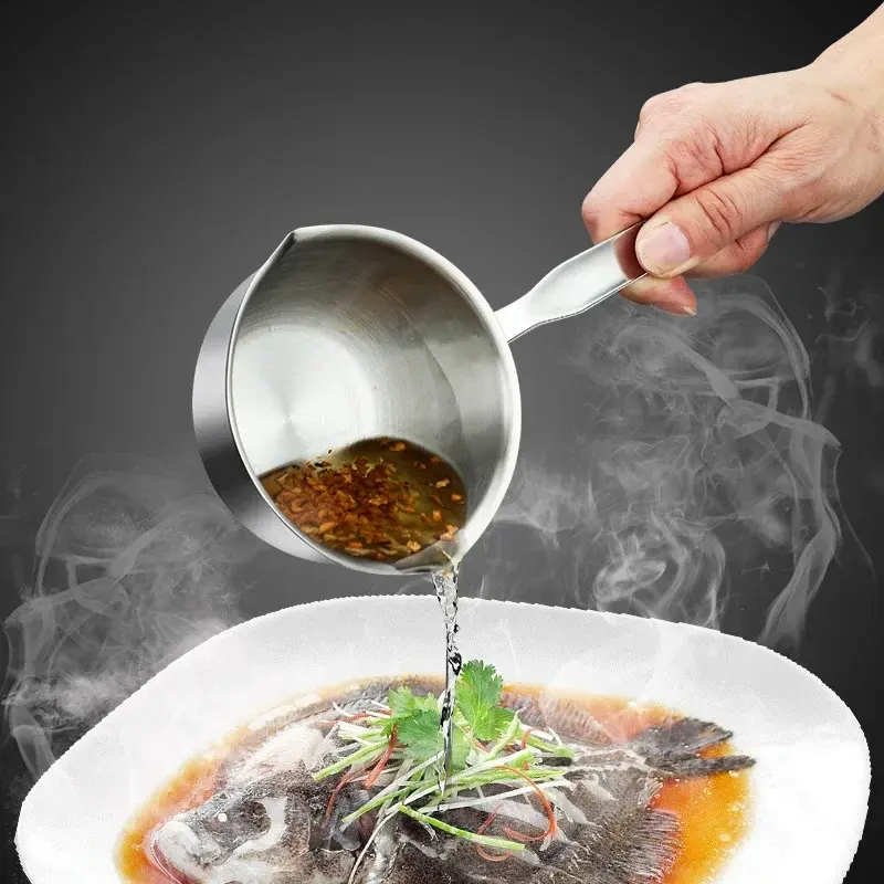 1Pcs Stainless Steel Oil Pot Wooden/Steel Handle Mini Soup Milk Pots Thicken Small Saucepan Cooking Tools Kitchen Accessories
