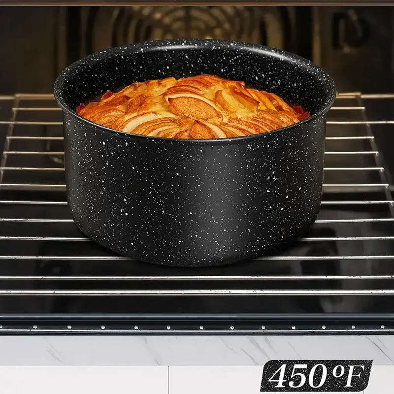 MICHELANGELO 1Qt/2Qt/3Qt Soup Pot Set with Lid Non-stick Coated Sauce Pot with Removable Handle Cooking Pot for RV Camping