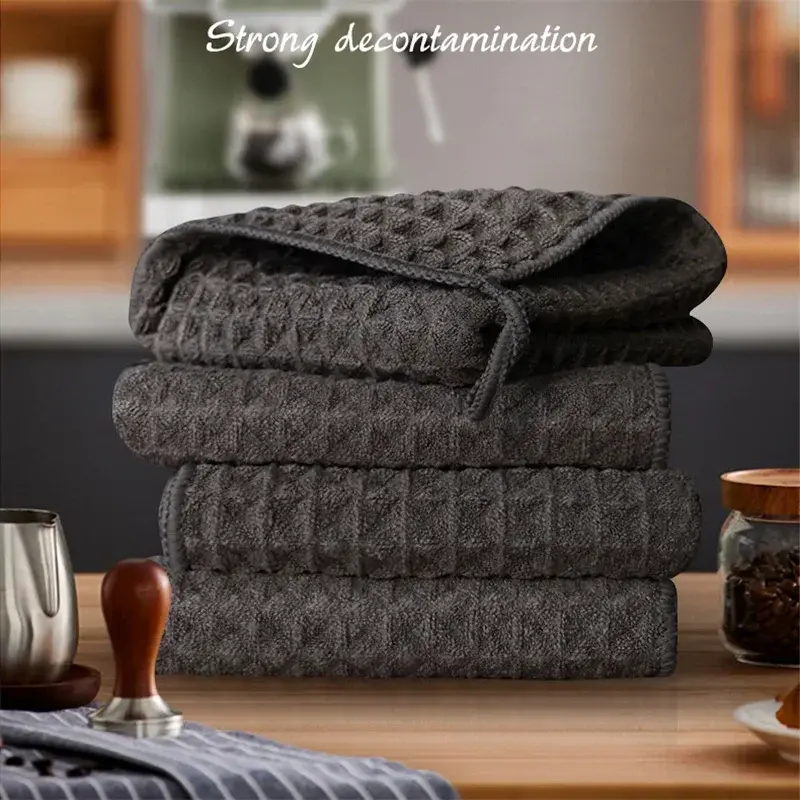 Waffle Towel Coffee Machine Cleaning Towel Kitchen Home Multifunction Super Absorbent Microfiber Towels Coffee Machine Supplies
