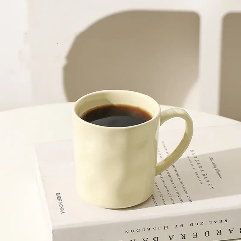 Simple Solid Color Ceramic Mug Household Large Capacity Juice Milk Cup Afternoon Tea with Handle Coffee Cups Tableware