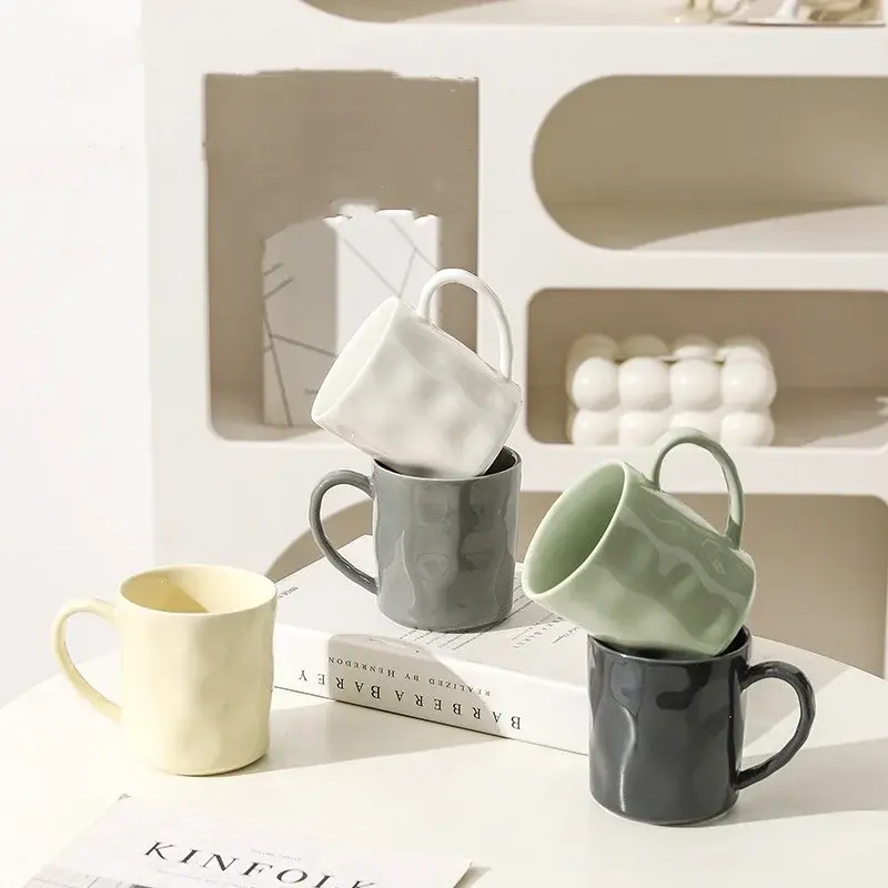 Simple Solid Color Ceramic Mug Household Large Capacity Juice Milk Cup Afternoon Tea with Handle Coffee Cups Tableware