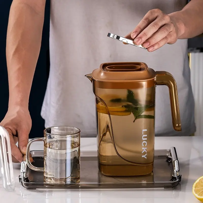 Cold Water Kettle Large Capacity Plastic Household Juice Jug Summer Milk Tea Shop Coffee Shop Coffeeware Teapot Kitchen Supplies