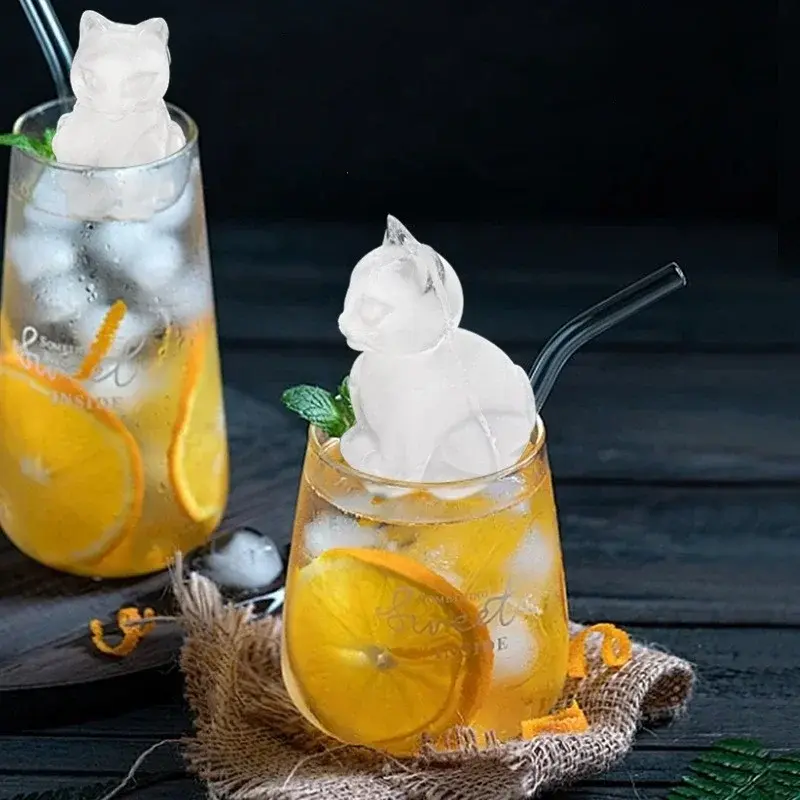 Cat Type Ice Mold 3D Cat Shaped Ice Block Mould DIY Ice Fruit Juice Whiskey Wine Cocktail Cold Drink Making Mold Summer Party