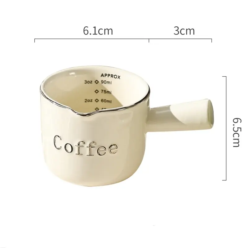 3oz/90ml High Color Value Espresso Cup with Scale High-grade Fine Ceramic Coffee Measuring Cup Extraction Cup Small Milk Cup