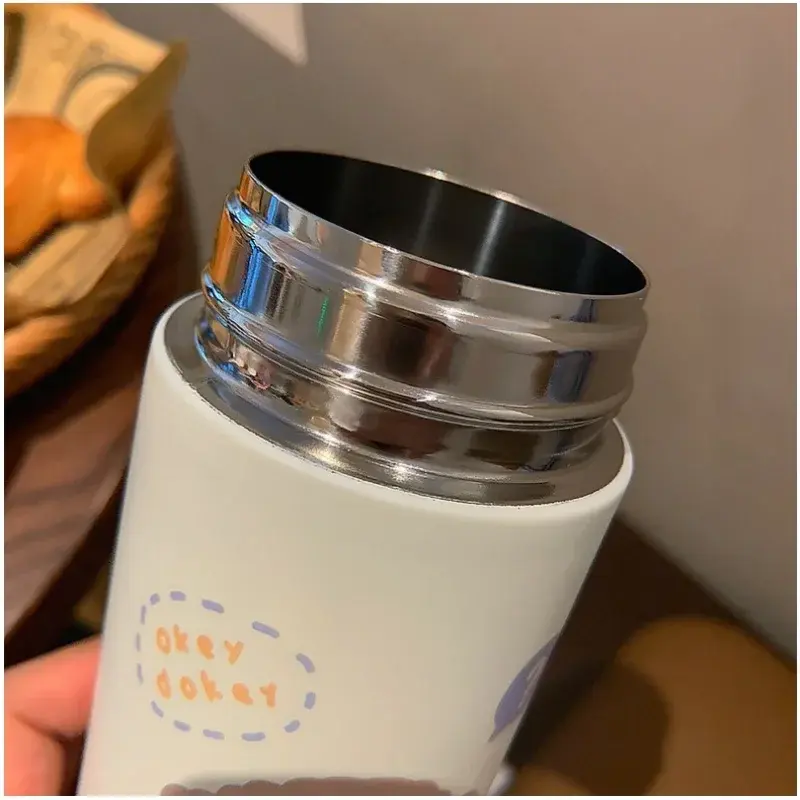 380ml Stainless Steel Thermos Vacuum Flask Creative Straw Cup Cute Thermal Insulation Water Bottle Practical Gift About