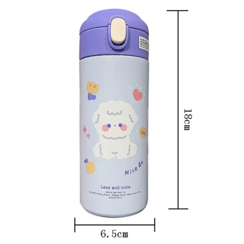 380ml Stainless Steel Thermos Vacuum Flask Creative Straw Cup Cute Thermal Insulation Water Bottle Practical Gift About