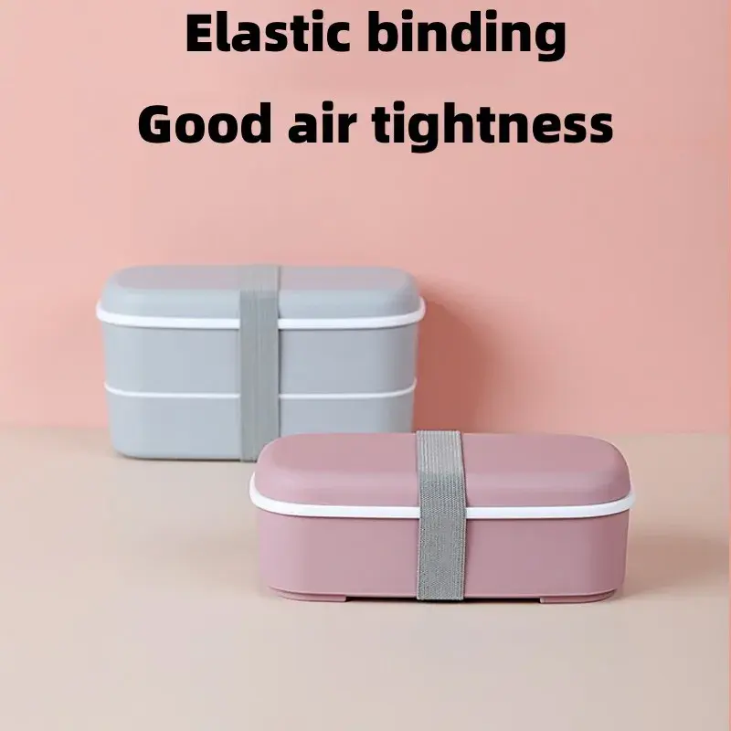 Bento Box Double-layer Portable Plastic Lunch Box Plastic School Office Food Container Food Refrigerator Crisper with Chopsticks