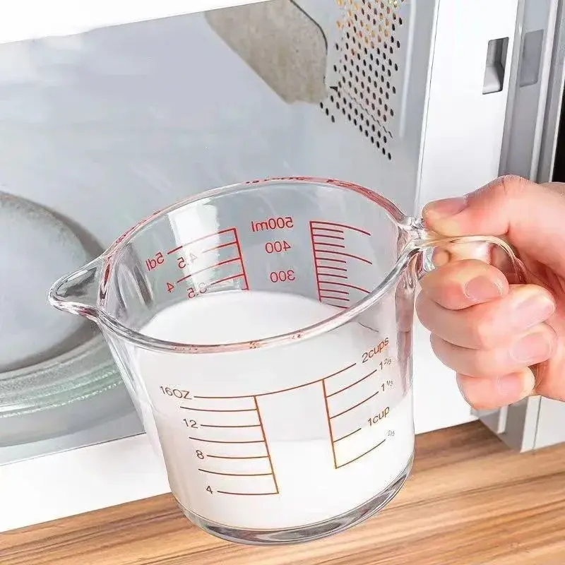 1000ML/500ML Measuring Cups High Temperature Resistant Baking Glass Measuring Cup with Scale Home Kitchen Baking Tools