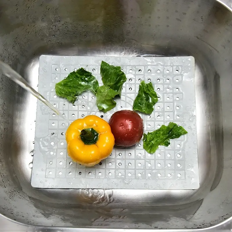 1Pcs Drain Pad Square Rectangle Rubber Tableware Mat Kitchen Sink Water Filter Mats ​Non Slip Heat Insulation Home Accessories