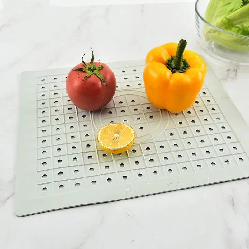 1Pcs Drain Pad Square Rectangle Rubber Tableware Mat Kitchen Sink Water Filter Mats ​Non Slip Heat Insulation Home Accessories