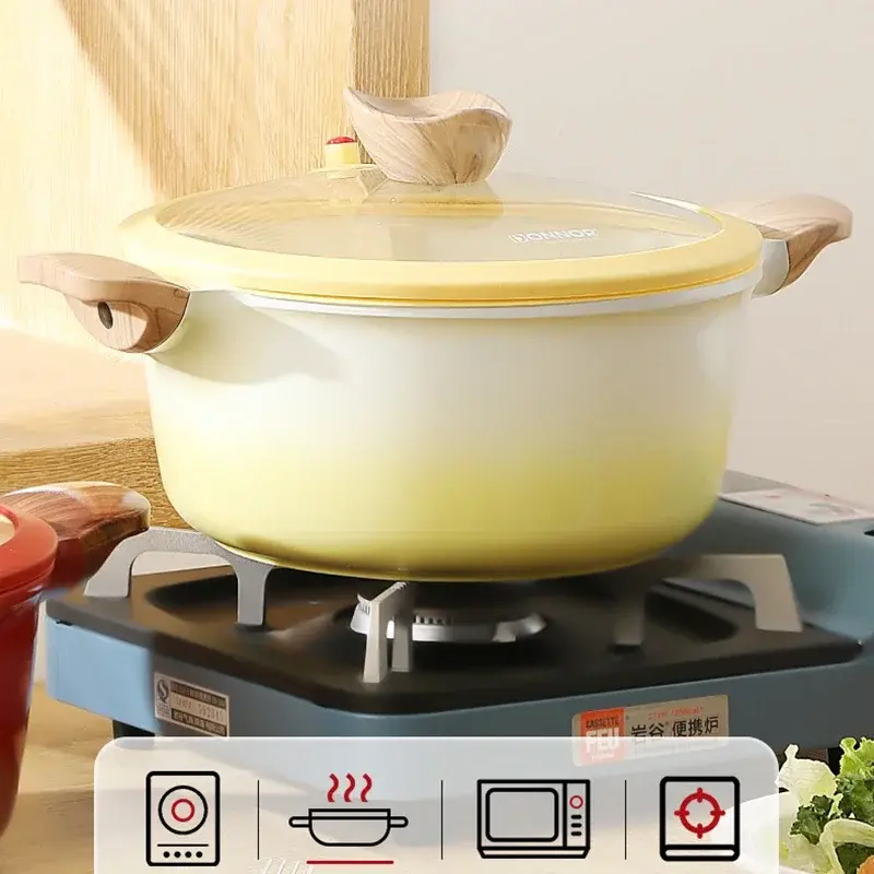 DONNOR Soup Pot Non-Stick Saucepan Household Double Ear Souppot Hotpot Cookware with Lid Cooking Pots Home Kitchen Accessories