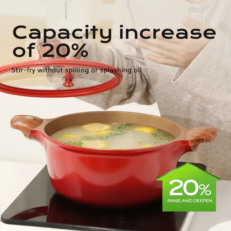 DONNOR Soup Pot Non-Stick Saucepan Household Double Ear Souppot Hotpot Cookware with Lid Cooking Pots Home Kitchen Accessories