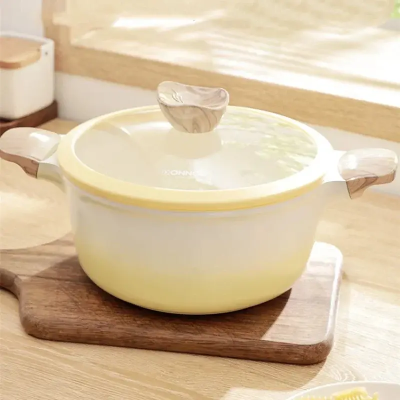 DONNOR Soup Pot Non-Stick Saucepan Household Double Ear Souppot Hotpot Cookware with Lid Cooking Pots Home Kitchen Accessories