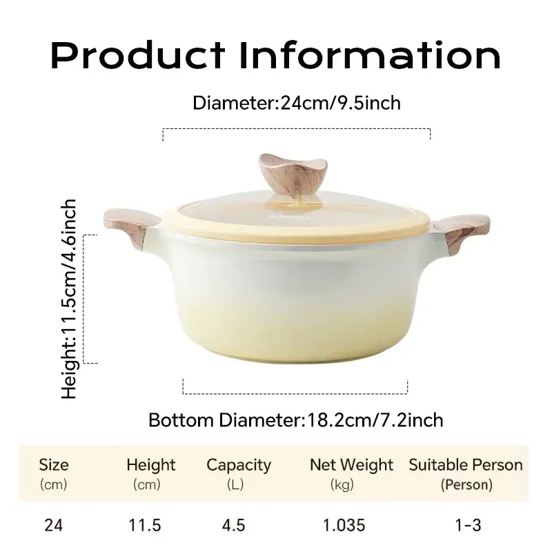 DONNOR Soup Pot Non-Stick Saucepan Household Double Ear Souppot Hotpot Cookware with Lid Cooking Pots Home Kitchen Accessories
