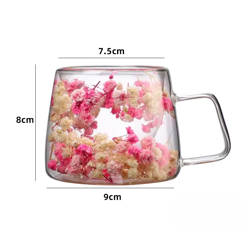 Double Layer Mug Transparent Glass Coffee Cup with Handle High Temperature Resistance Milk Mugs Afternoon Tea Cups Creative Gift