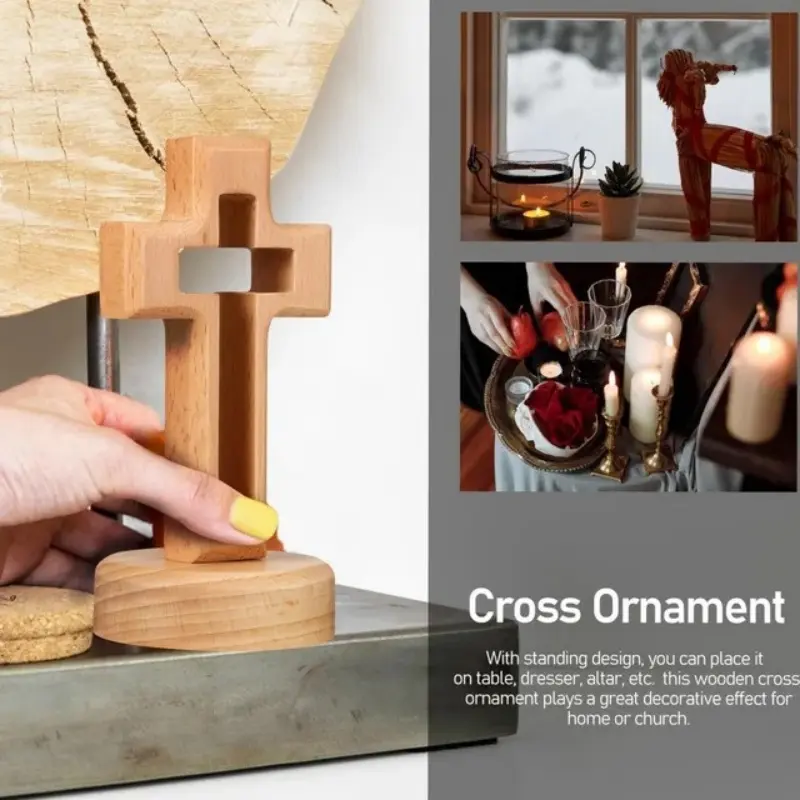 Cross Wood Crucifix Standing Jesus Wall Wooden Religious Christian Table Decoration Holy Church Religious Ornament Statue Gifts