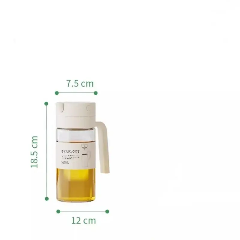 550ml Kitchen Oil Bottle Automatic Opening Closing Leak-proof Glass Oil Pot Home Kitchen Non-hanging Liquid Oil Seasoning Bottle