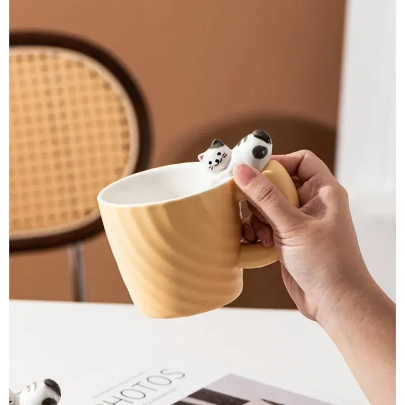Creative Cartoon Cat Ceramic Mug Cute Cat Cup Children's Milk Breakfast Home Office Coffee Cups Tea Cup Gift Frends Drinkware