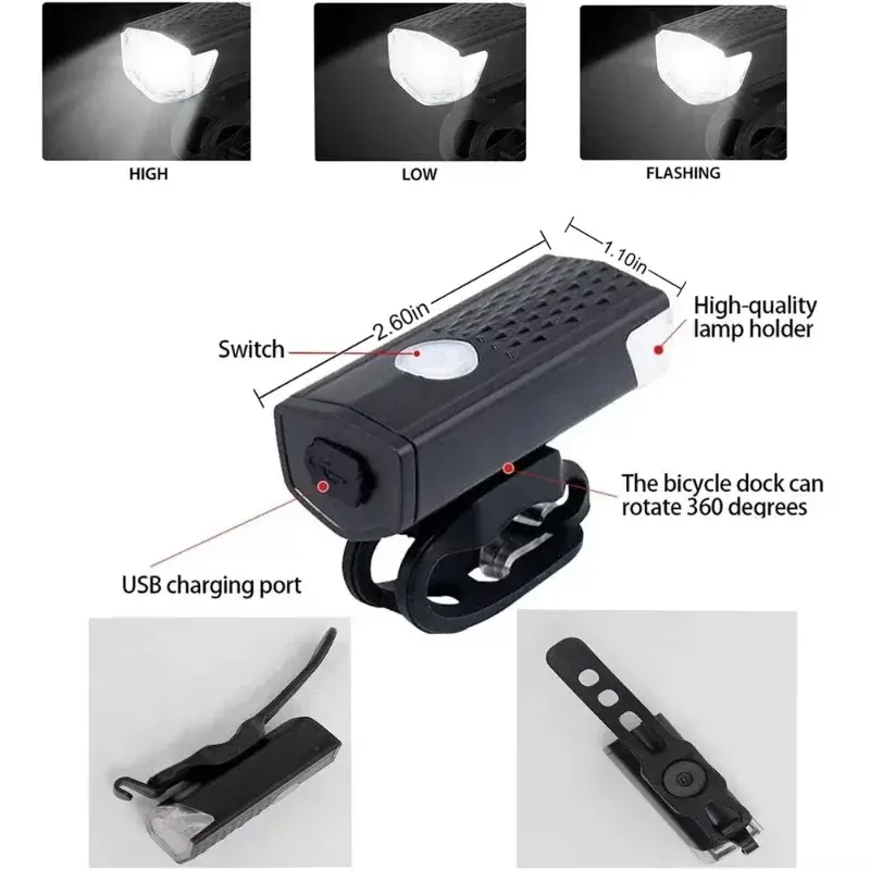 1/2Pcs Bike Light Set Headlights,Taillights USB Rechargeable Floodlight Bicycle Electric Scooter Accessories Riding Equipment