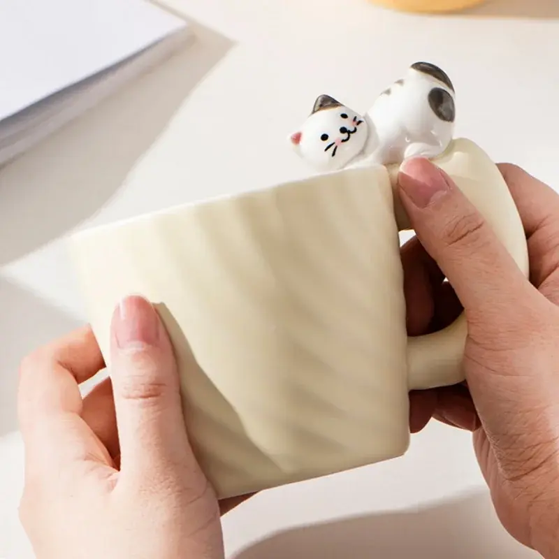 Creative Cartoon Cat Ceramic Mug Cute Cat Cup Children's Milk Breakfast Home Office Coffee Cups Tea Cup Gift Frends Drinkware
