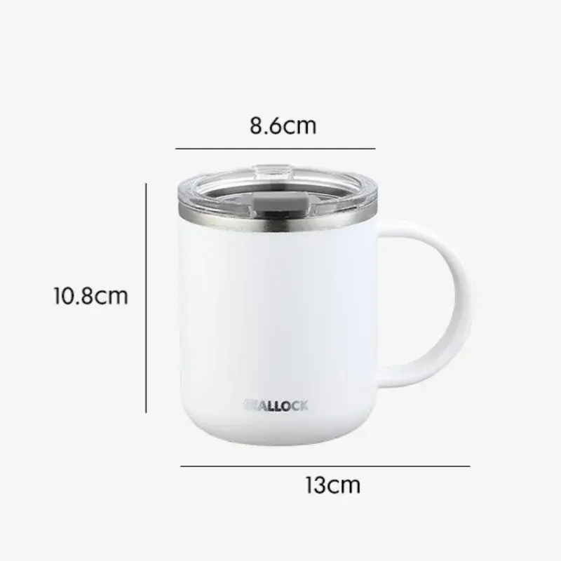 450ml Water Cup Stainless Steel Liner Double Layers Coffee Milk Cups with Plastic Lid Portable Home Office Drinking Tools Gifts