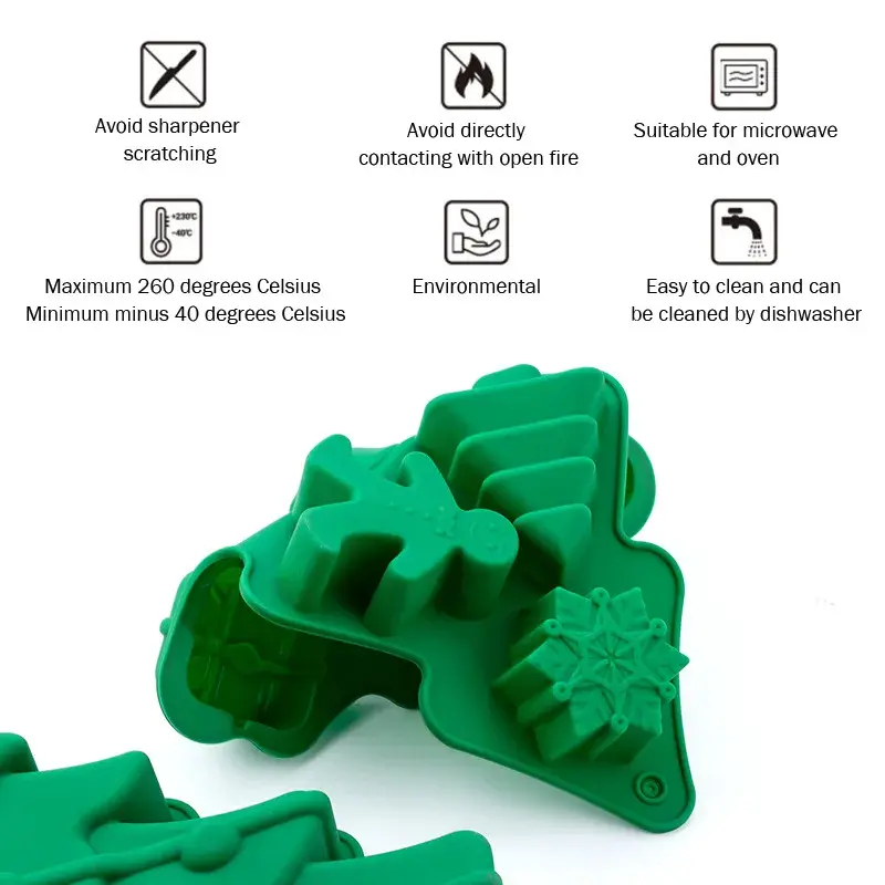 Christmas Chocolate Mold Snowflake Christmas Tree Stars Elk Snowman Shape Silicone Molds Biscuits Candy Soap Mould Baking Tools