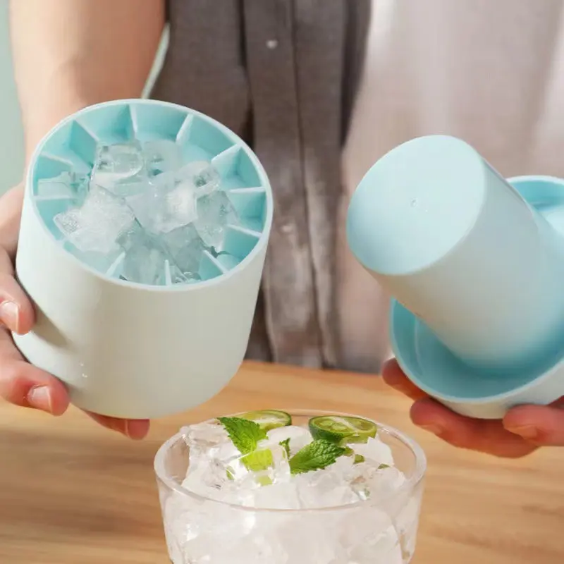 Silicone Ice Block Mold Round Ice Bucket Cup Mold Ice Mold Quick Freeze Lasting Creative Ice Bucket Whiskey Beer Cooler Bar Tool