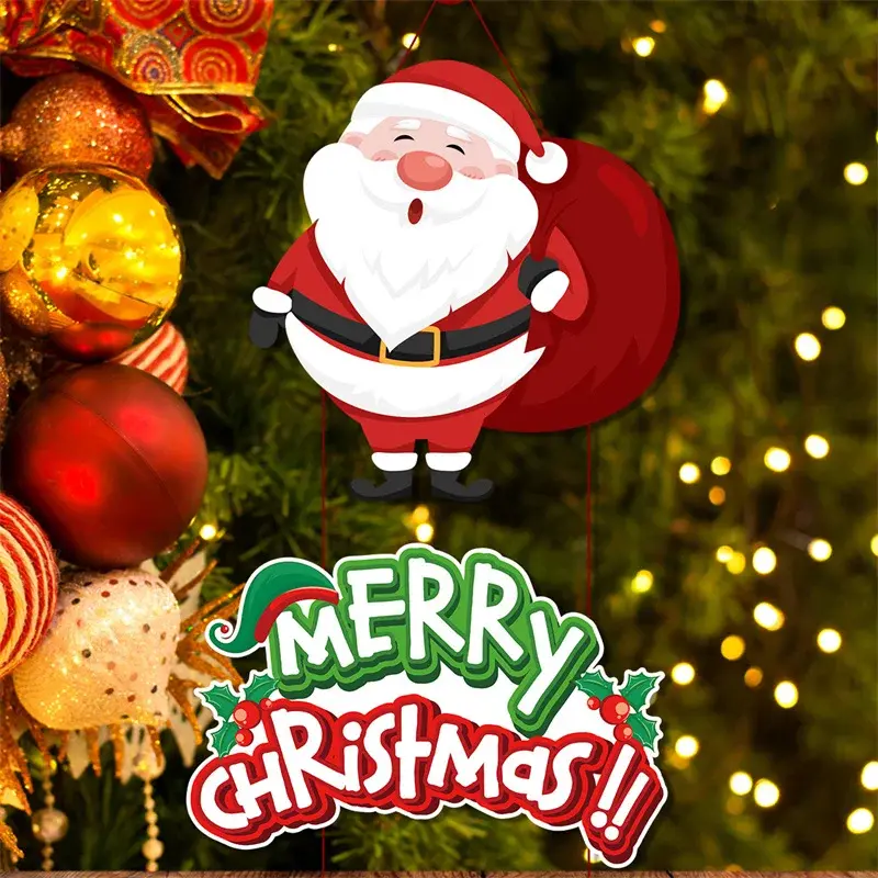 Christmas Door Hanging Banner Santa Claus Snowman Elf Couplet Xmas New Year Party Yard Front Door Ornament Xmas Gift Home Decor