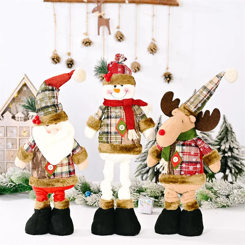 Christmas Doll Ornaments Santa Claus Snowman Elk Standing Doll Adjustable Flexible Home Hotel Shopping Mall Decor Xmas Gift
