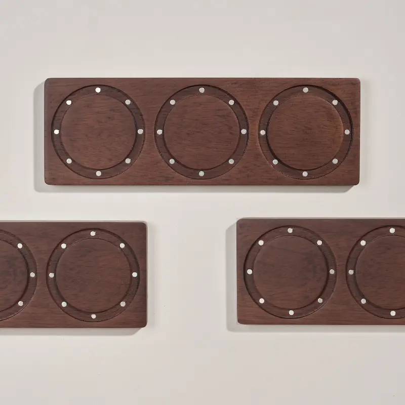 51/53/58mm Universal Magnetic Wall-mounted Powder Bowl Storage Board Coffee Filter Bowl Storage Rack Solid Wood Storage Seat