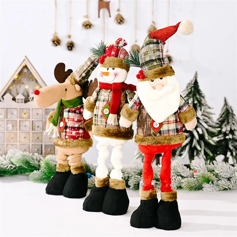 Christmas Doll Ornaments Santa Claus Snowman Elk Standing Doll Adjustable Flexible Home Hotel Shopping Mall Decor Xmas Gift