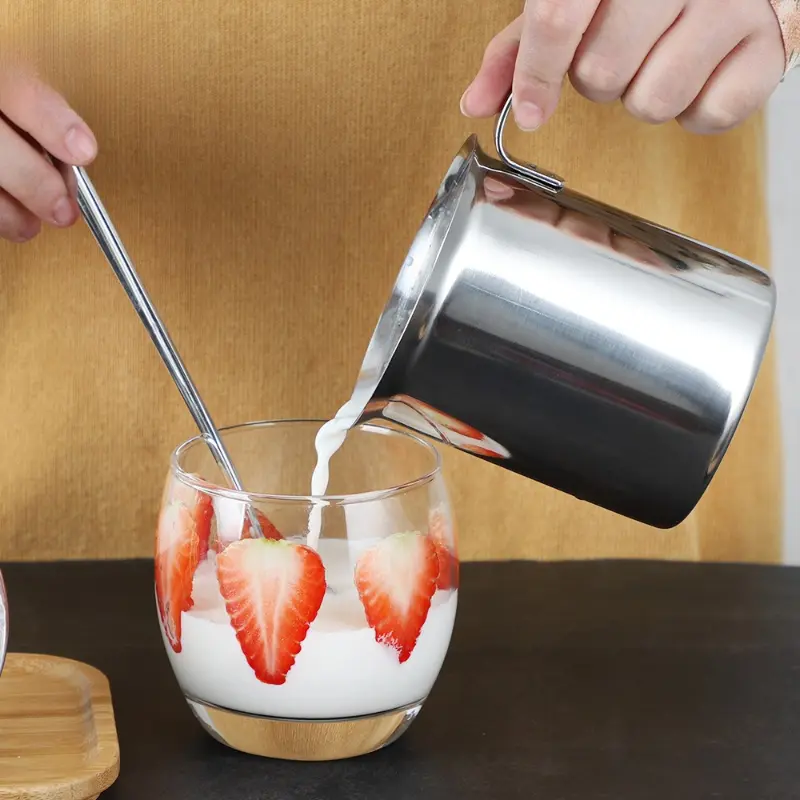 400/800ml Stainless Steel Milk Frother Cup Foam Machine Double Filter Screen Steel/Bakelite Handle Coffee Latte Milk Froth Cup
