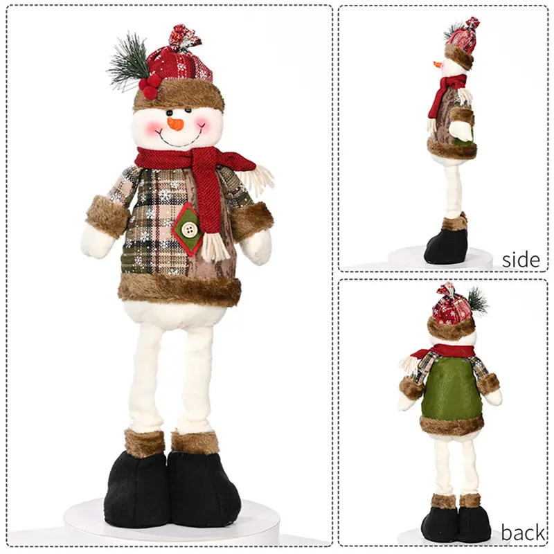 Christmas Doll Ornaments Santa Claus Snowman Elk Standing Doll Adjustable Flexible Home Hotel Shopping Mall Decor Xmas Gift