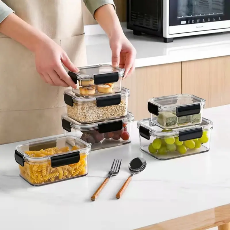450ml/800ml/1100ml Food Preservation Box Plastic Storage Box Snacks Sealed Food Container Refrigerator Kitchen Storage Gadgets