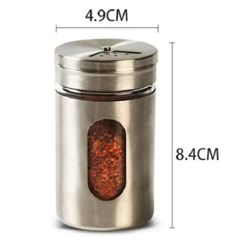 Stainless Steel Spice Shaker Seasoning Pot Camping Barbecue Jars Seasoning Jar Salt Sugar Shaker Pepper Kitchen Rotating Gadget