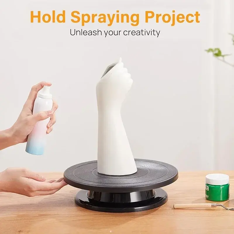 11 Inch Rotating Cake Turntable Plastic Anti-Skid Base Cake Decoration Engraving Pottery Turntable Kitchen Baking Tool DIY Mold