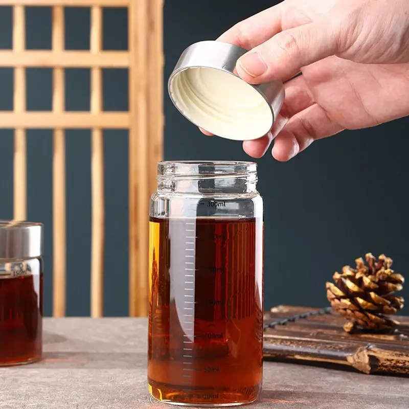 1Pcs High Borosilicate Glass Bottle Leak-proof Bottle Brewing Wine Bottle with Scale Coffee Cup Household Travel Fluid Container