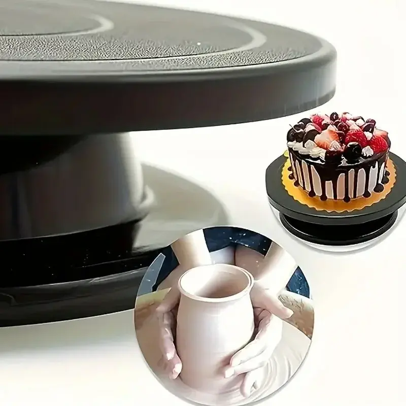11 Inch Rotating Cake Turntable Plastic Anti-Skid Base Cake Decoration Engraving Pottery Turntable Kitchen Baking Tool DIY Mold