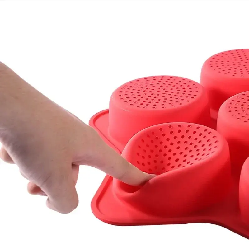 1Pcs 6 Hole Hamburger Mold Silicone Baking Tool Household High-temperature Resistant Hamburger Mold Oven Baking Plate Bread Mold
