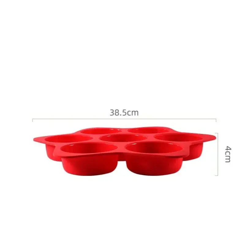 1Pcs 6 Hole Hamburger Mold Silicone Baking Tool Household High-temperature Resistant Hamburger Mold Oven Baking Plate Bread Mold