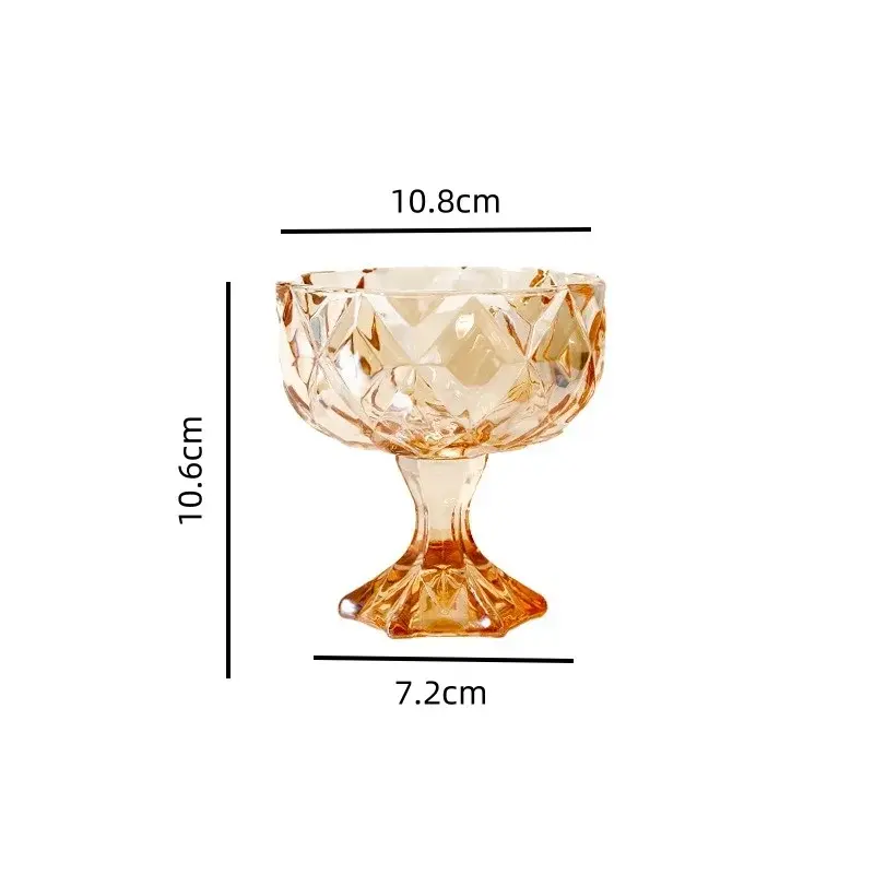 1Pcs 276ML Rhomboid Dessert  Ice Cream Cup with  High-footed Glass Creative Milkshake Fruit Yogurt  Crystal Glass Cup