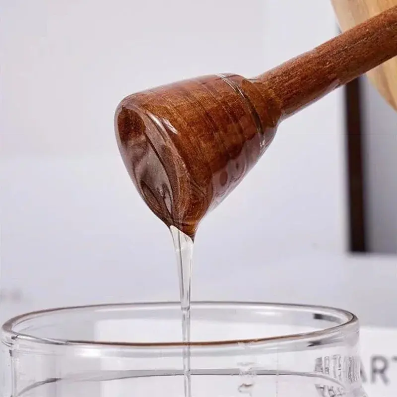 Honey Jar High Borosilicate Glass Sealed Tank Mixing Rod with Wooden Cover Transparent Honey Bottle Kitchen Storage Containers