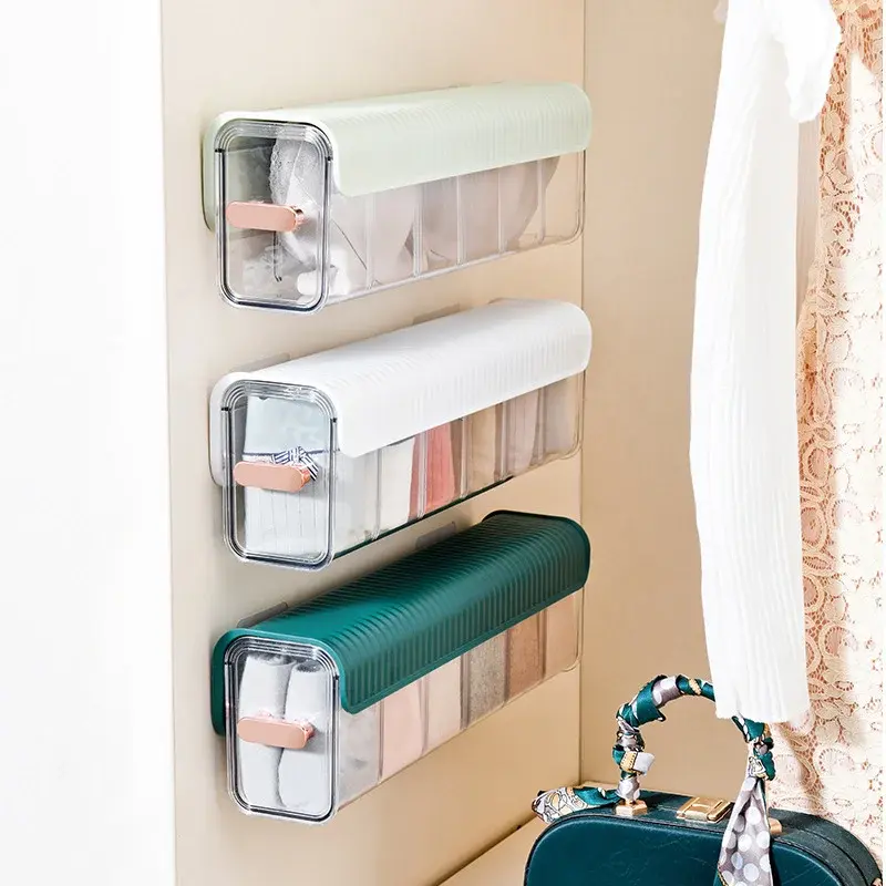 New Wall-mounted Underwear Sock Storage Box Closet Bra Garments Holder Bin Drawer Case Large ClothCompartment Box Space-saving