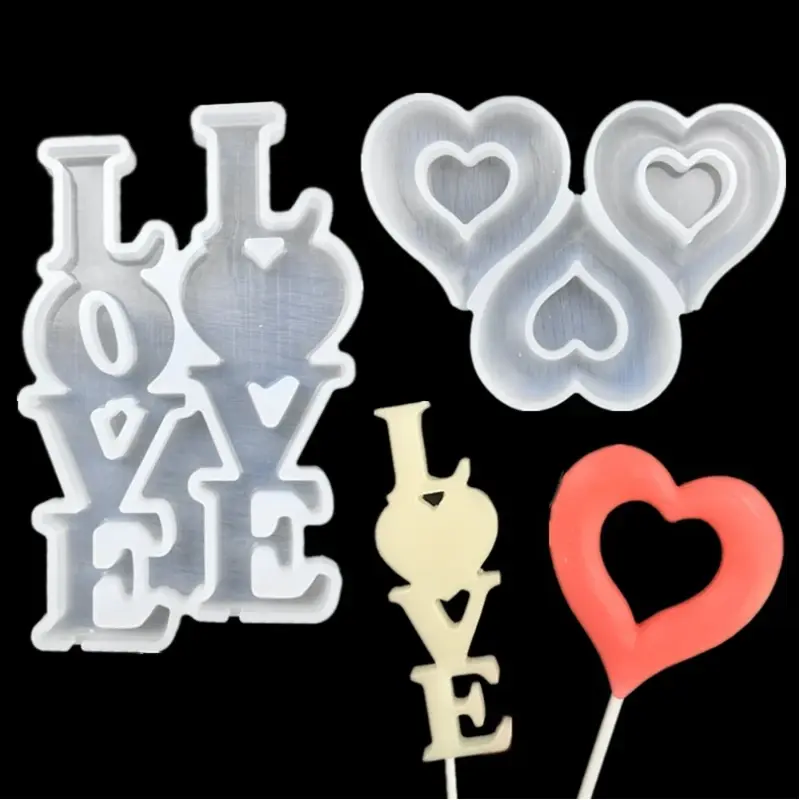 Silicone Lollipop Molds Round Heart Star Rabbit Shape Candy Mold Cake Topper Decorating Tools Chocolate Biscuit Baking Mould