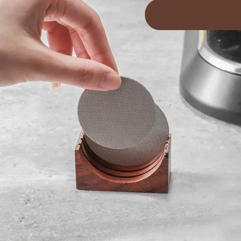 Coffee Puck Screen Stand Reusable Wooden Coffee Filter Espresso Portafilter Filter Walnut Wood Storage Rack Coffee Accessories
